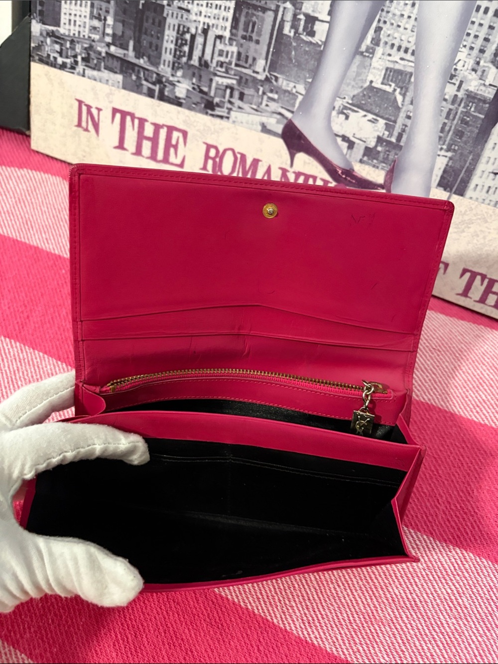 Saint Laurent Embossed Monogram Leather Clutch - Fuchsia - Picture 10 of 11